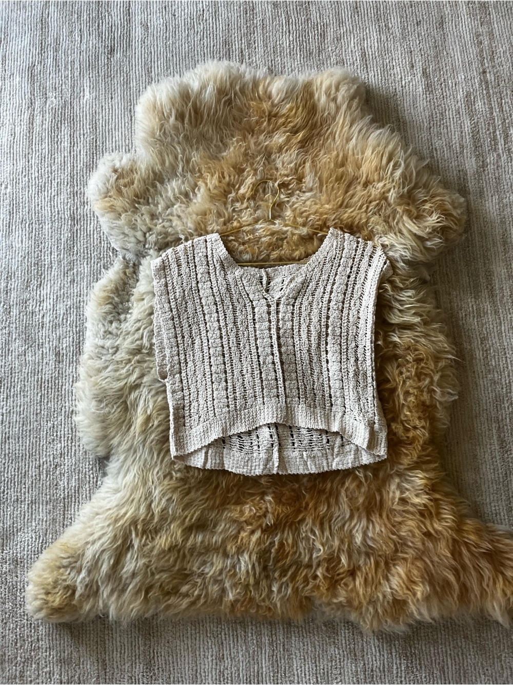 Chunky Knit Cropped Tank Top in Cream